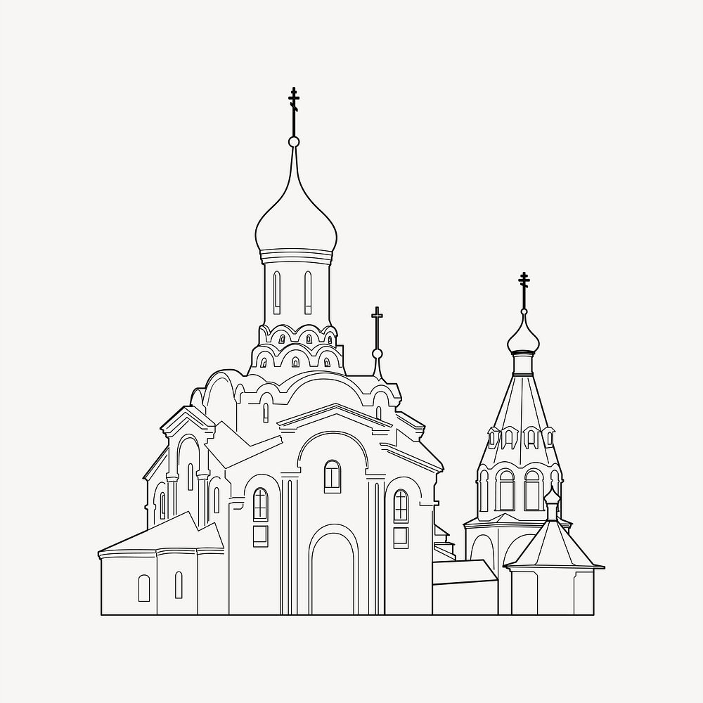 Orthodox church clipart, illustration vector. Free public domain CC0 image.