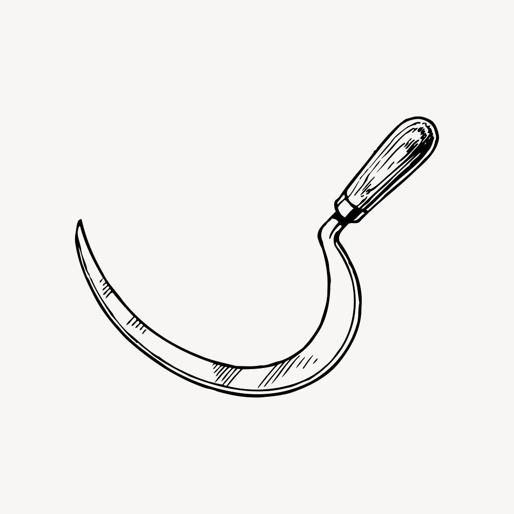Hand scythe clipart, illustration vector. Free public domain CC0 image.