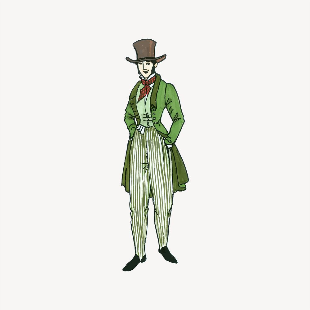 Victorian gentleman illustration. Free public domain CC0 image.