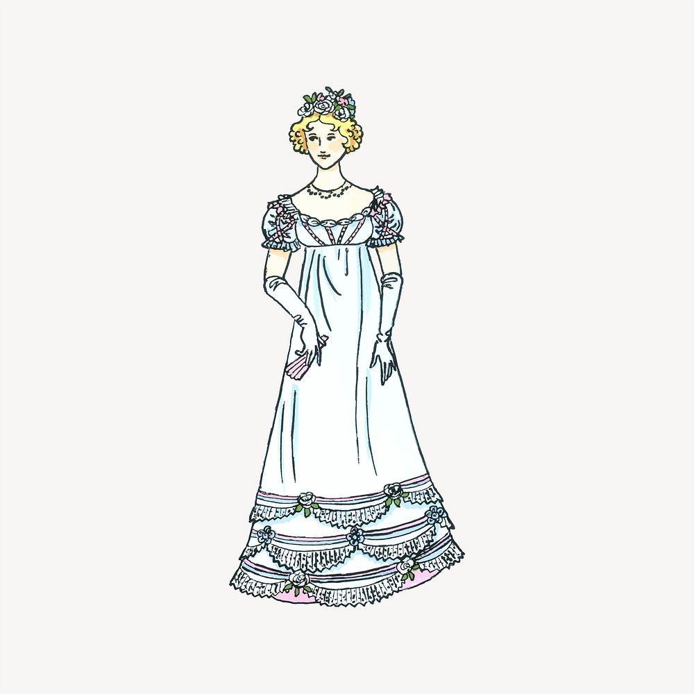Victorian lady illustration. Free public domain CC0 image.