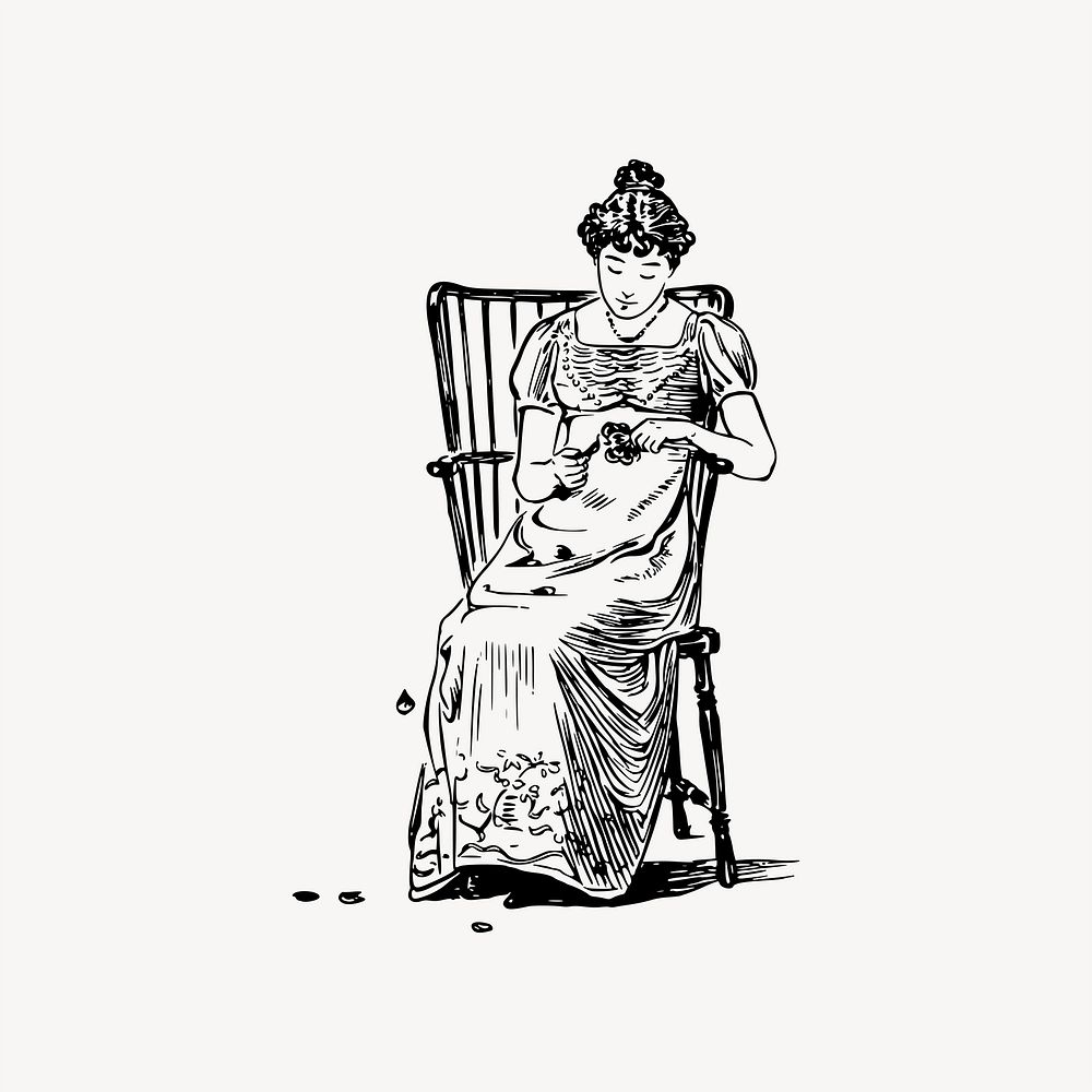 Victorian woman clipart, illustration vector. Free public domain CC0 image.