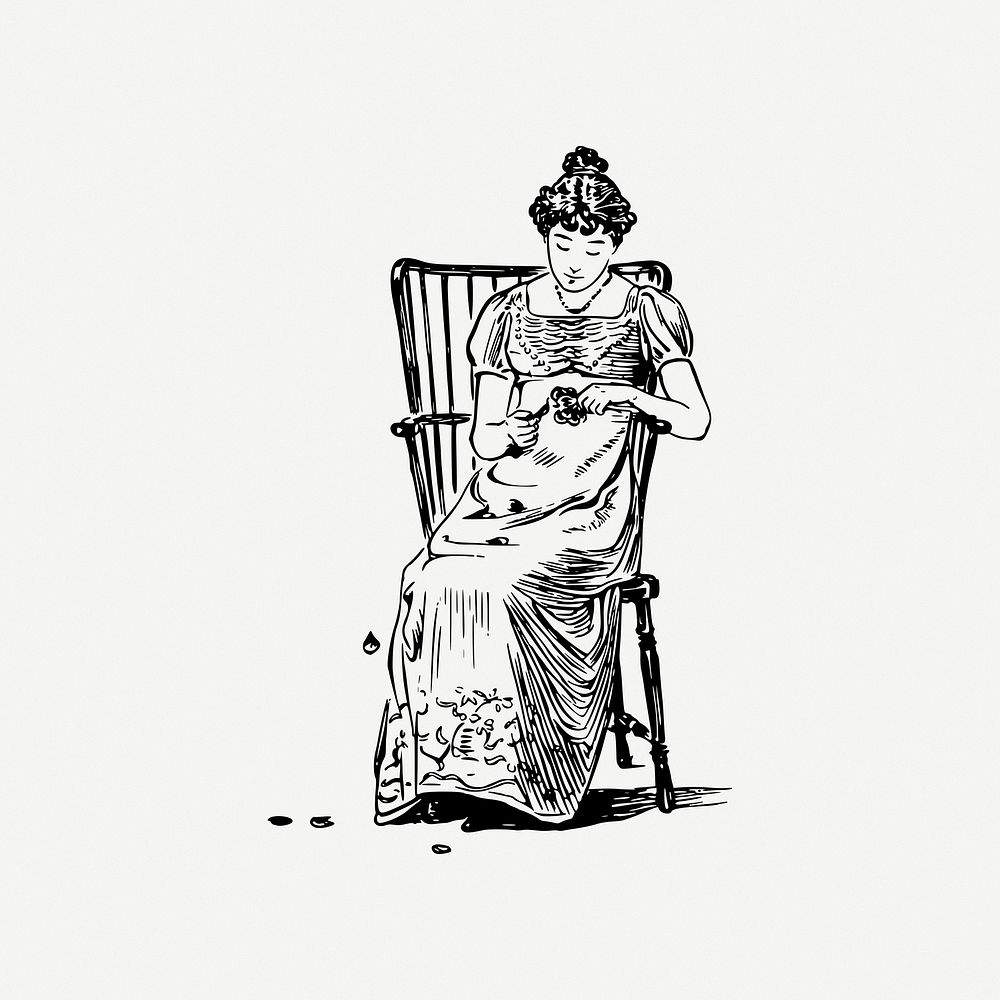 Victorian woman clipart, illustration psd. Free public domain CC0 image.