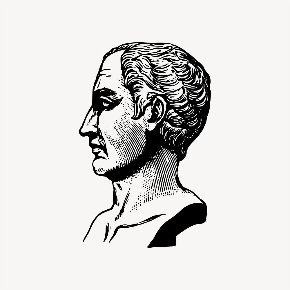 Greek marble head of man illustration. Free public domain CC0 image.