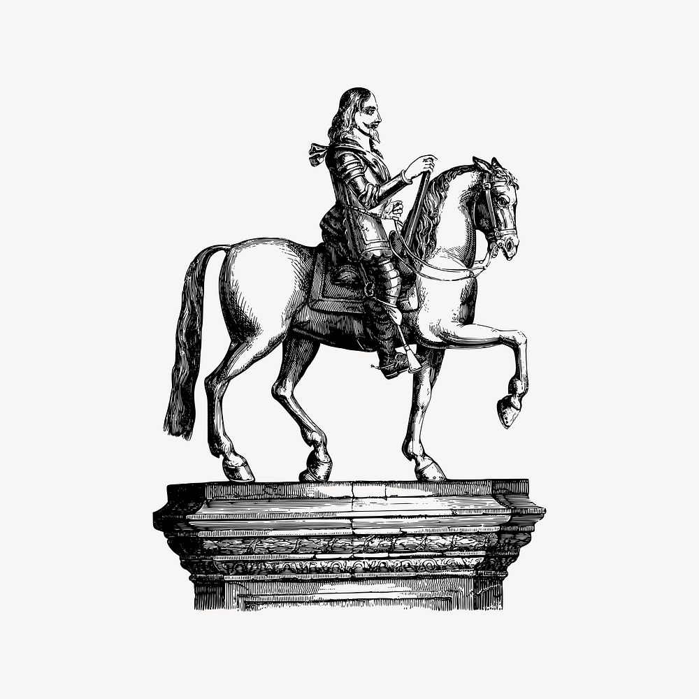 Equestrian statue clipart, illustration. Free public domain CC0 image.