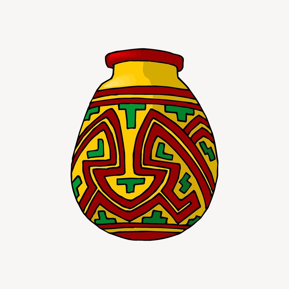 Tribal pottery clipart, illustration. Free public domain CC0 image.
