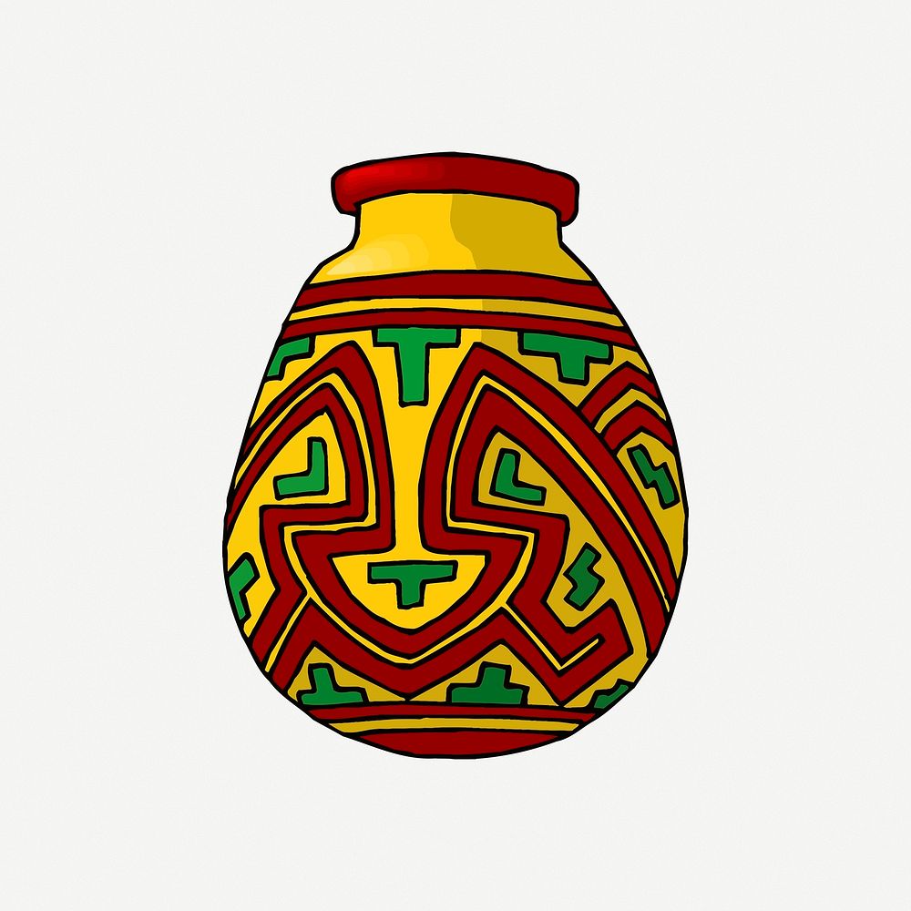 Tribal pottery clipart, illustration psd. Free public domain CC0 image.