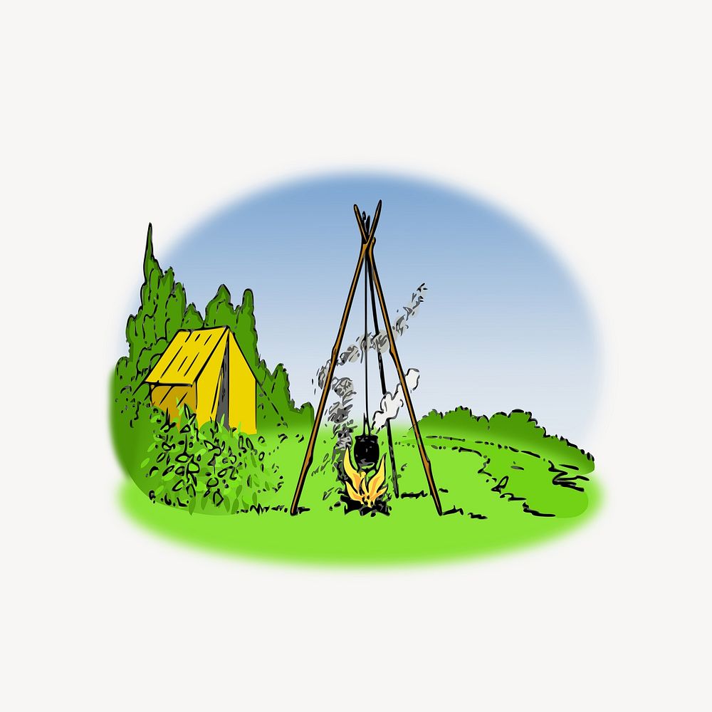 Camping clipart, illustration vector. Free public domain CC0 image.