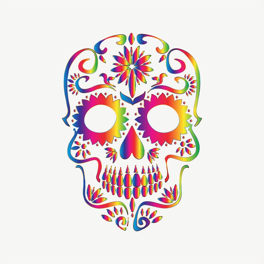 Mexican skull clipart, illustration psd. Free public domain CC0 image.