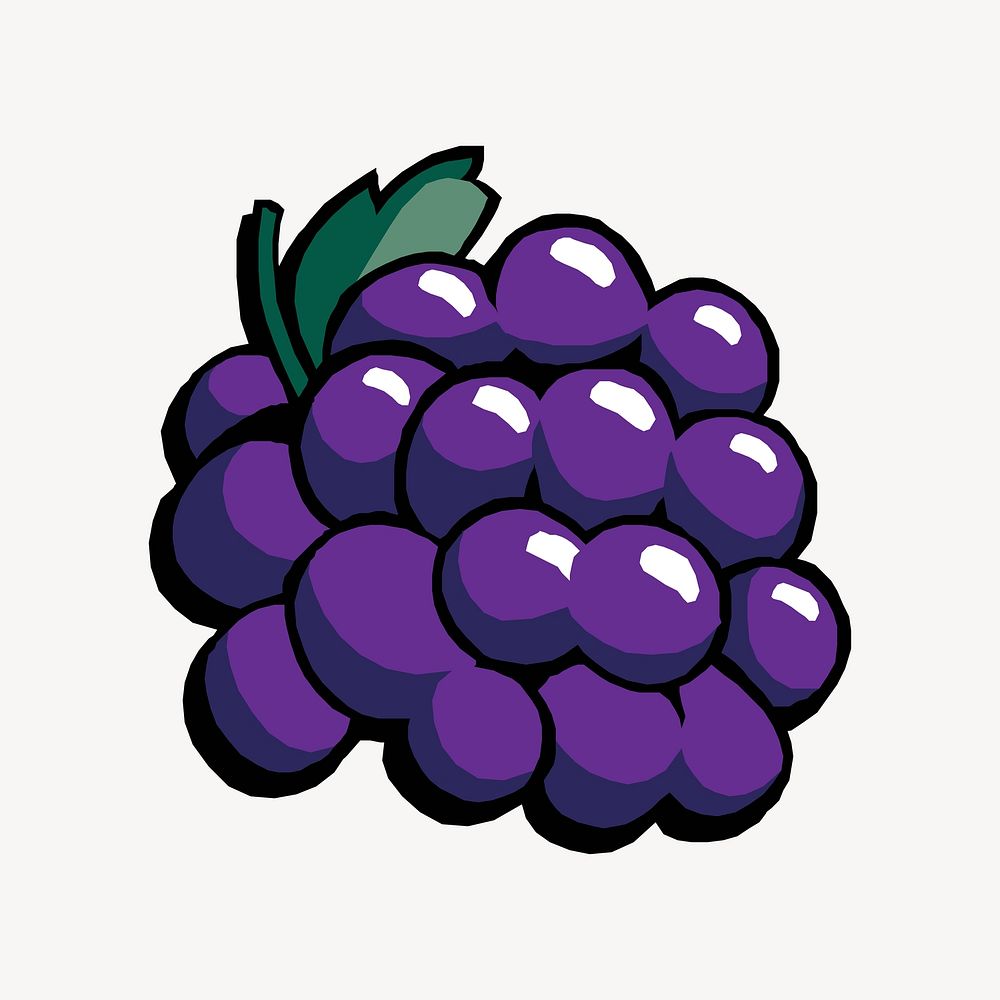 Grape bunch illustration. Free public domain CC0 image.