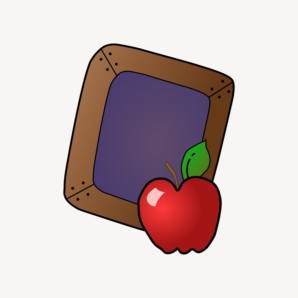 Chalkboard apple clipart, illustration vector. Free public domain CC0 image.