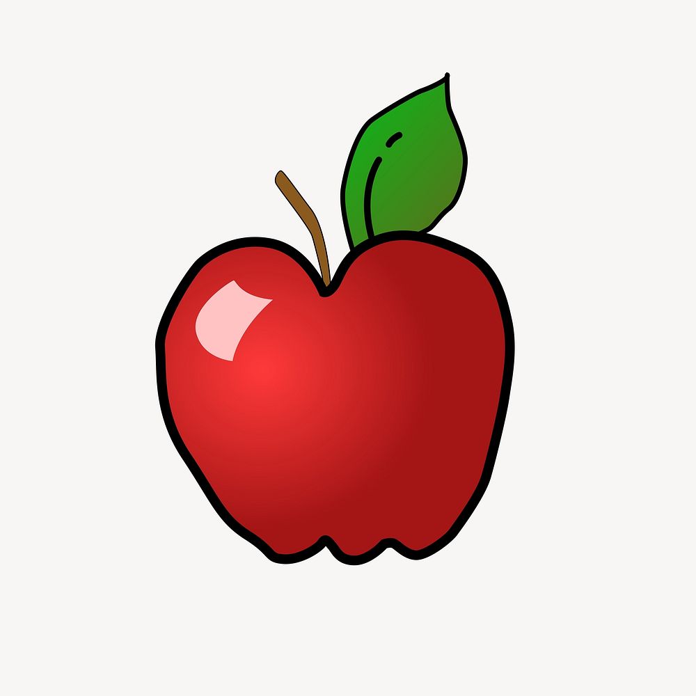 Red apple illustration. Free public domain CC0 image.