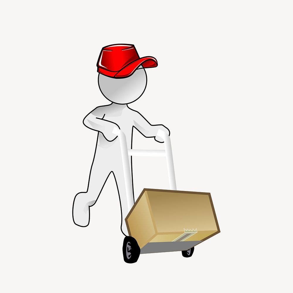 Moving man clipart, illustration. Free public domain CC0 image.