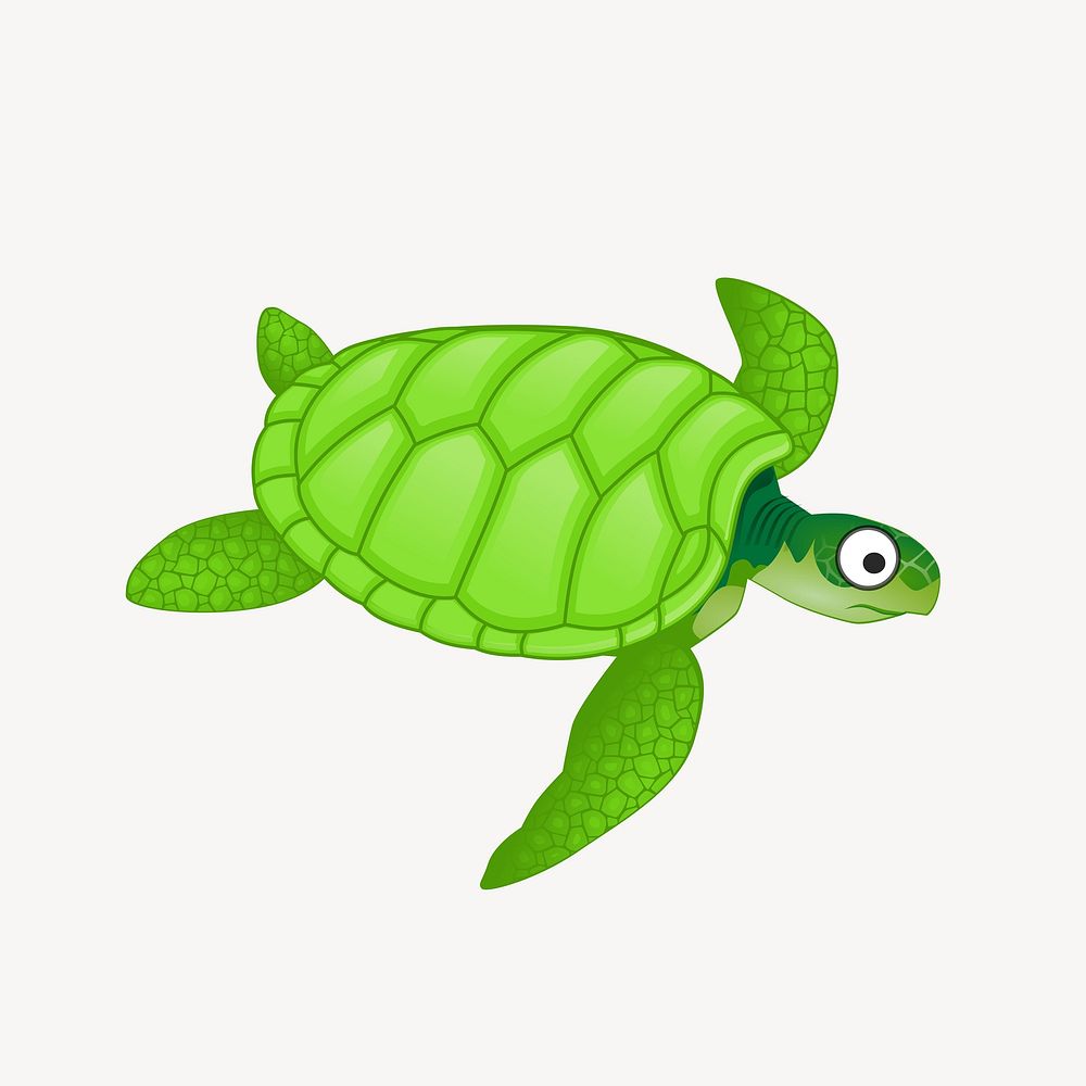 Green turtle clipart, illustration. Free public domain CC0 image.