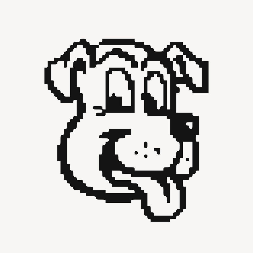 Pixel dog clipart, illustration. Free public domain CC0 image.