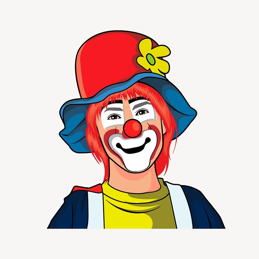 Male clown clipart, illustration vector. Free public domain CC0 image.