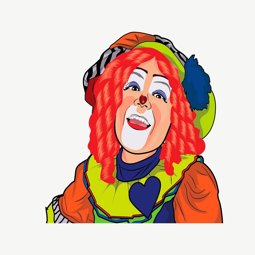 Female clown clipart, illustration psd. Free public domain CC0 image.
