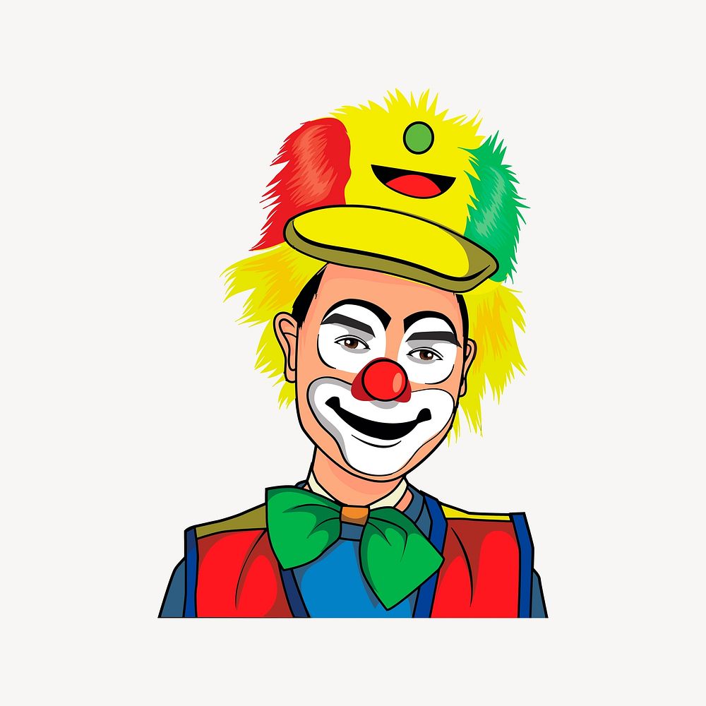 Male clown clipart, illustration vector. Free public domain CC0 image.