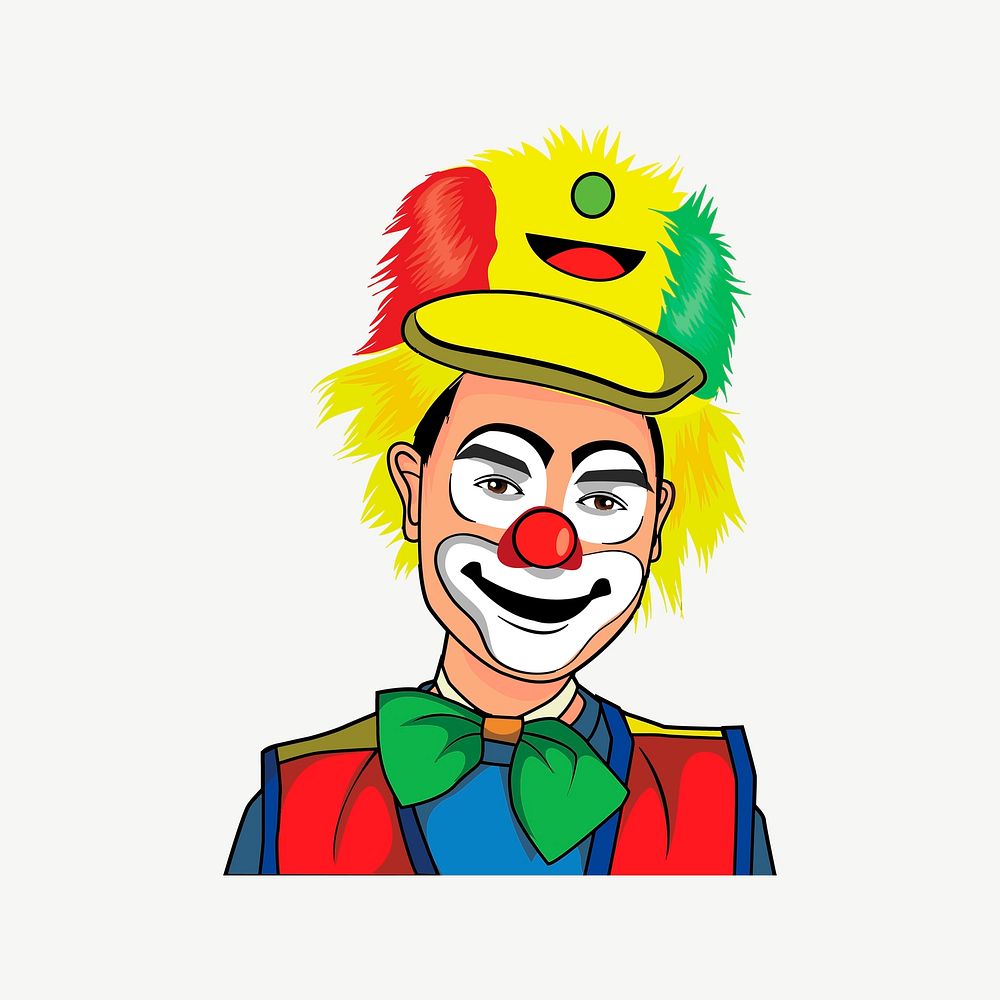Male clown clipart, illustration psd. Free public domain CC0 image.