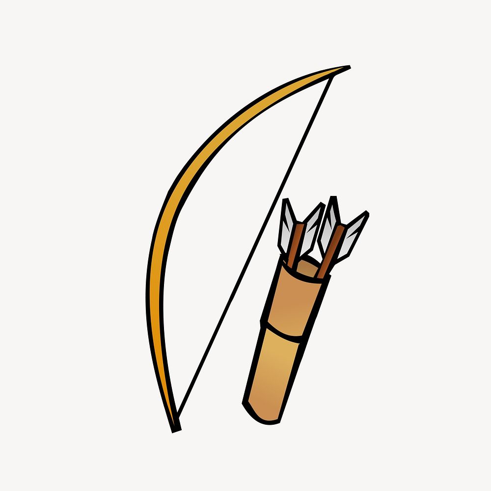 Bow arrow clipart, illustration vector. Free public domain CC0 image.