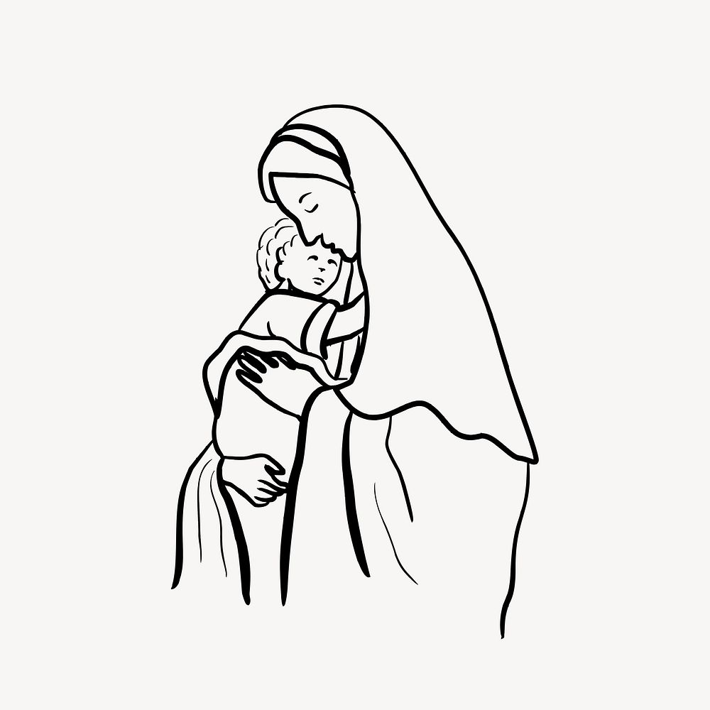 Madonna clipart, illustration. Free public domain CC0 image.