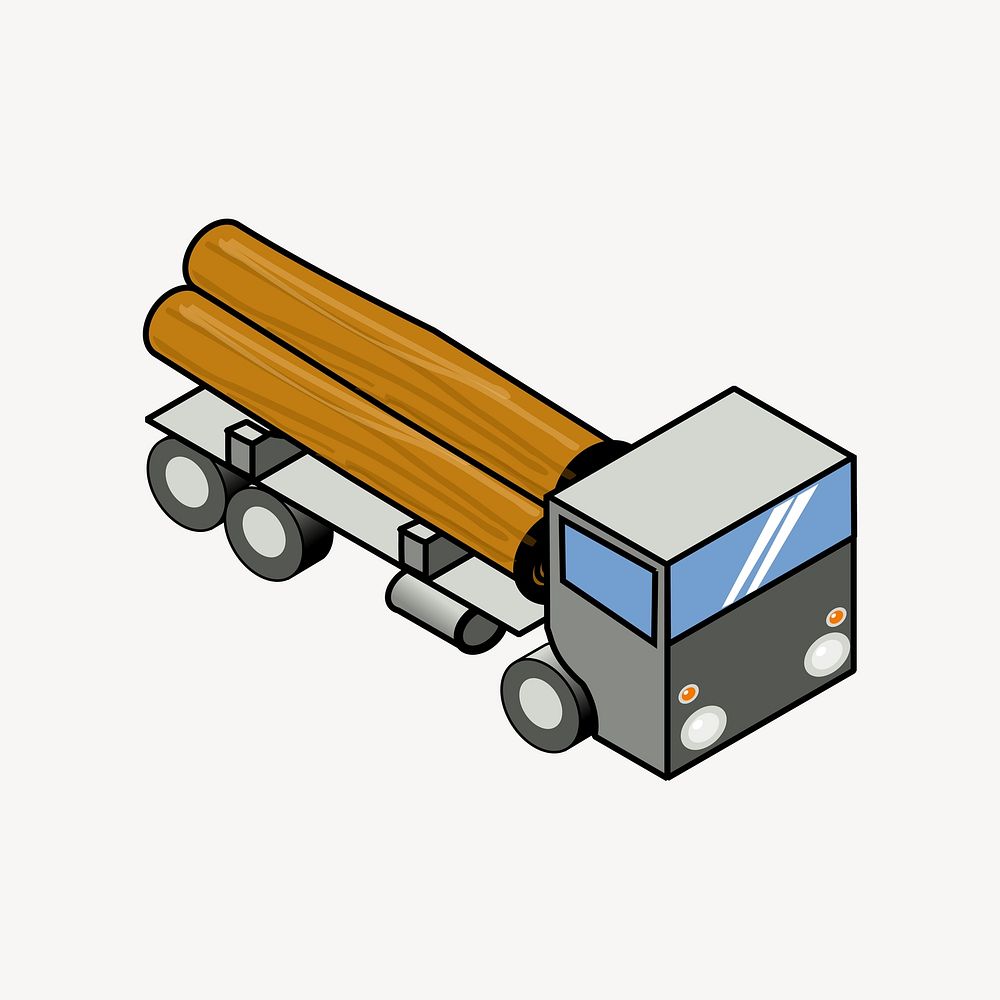 Logging truck clipart, illustration vector. Free public domain CC0 image.