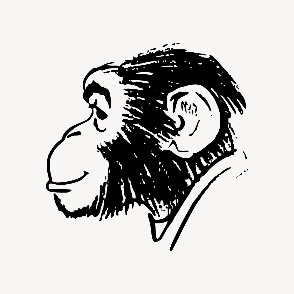 Chimpanzee clip art vector. Free public domain CC0 image.