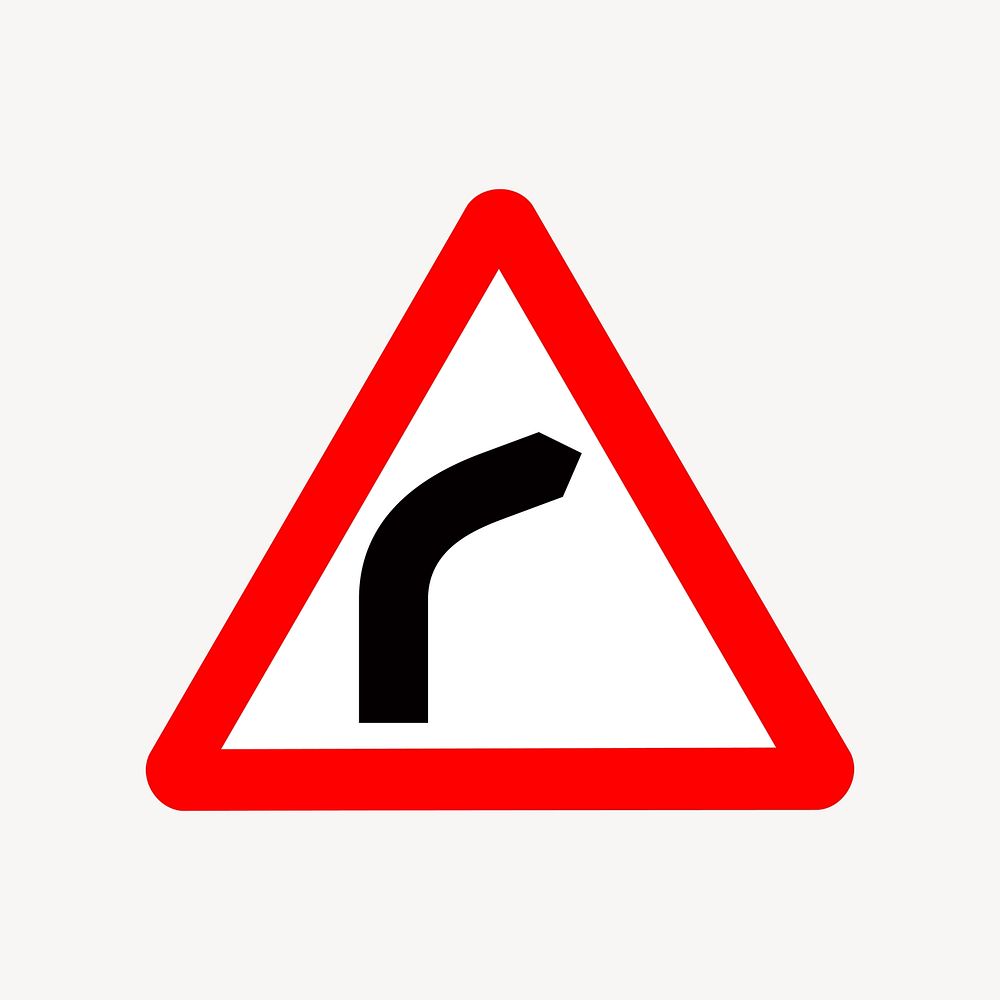 Right bend traffic sign clip art vector. Free public domain CC0 image.