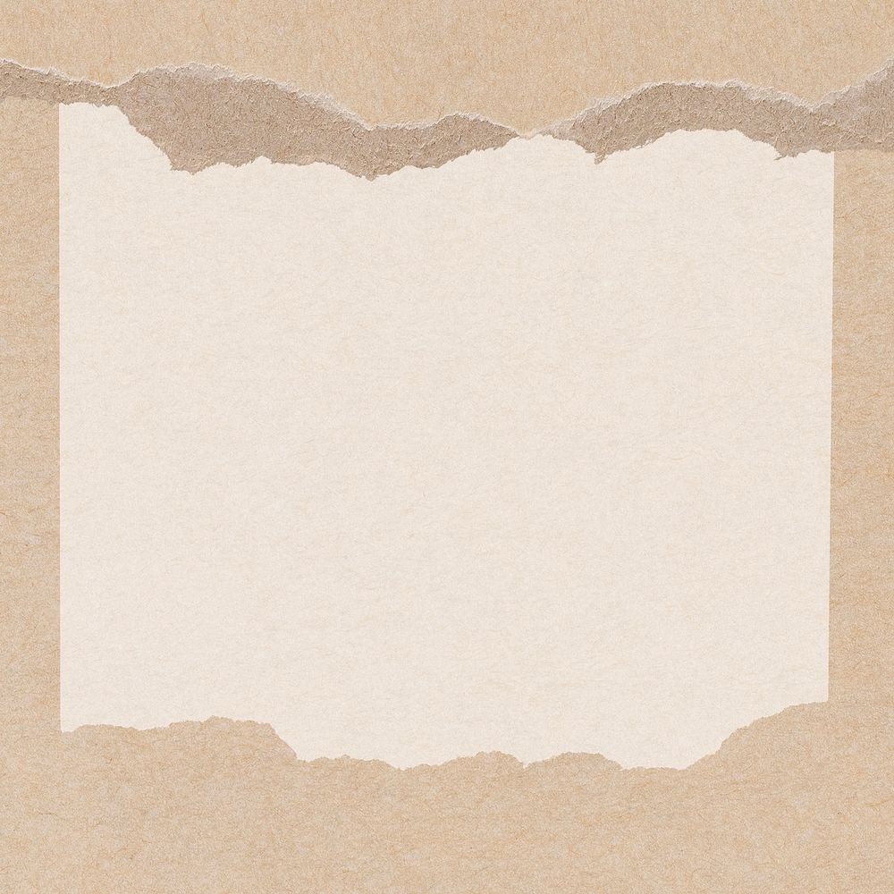 Ripped paper frame background, beige design