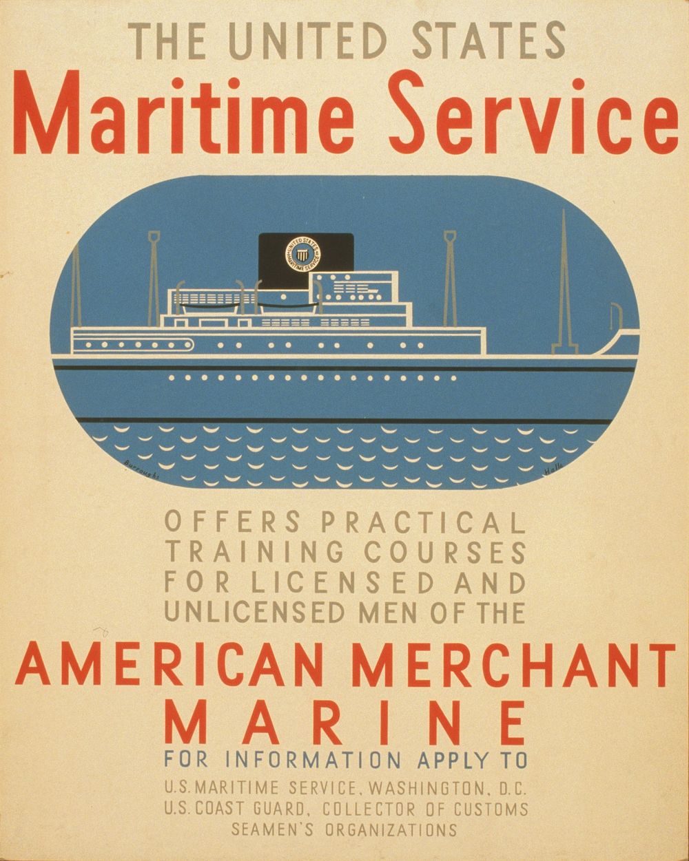 The United States Maritime Service offers practical training courses for licensed and unlicensed men of the American…