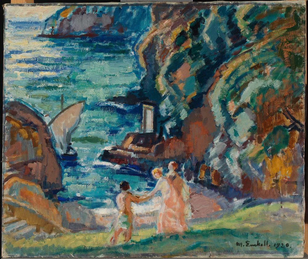 Rocky shore in the sun, porto fino, 1920, by Magnus Enckell