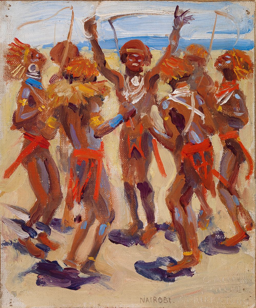 Dancing kikuyu warriors, 1909, by Akseli Gallen-Kallela