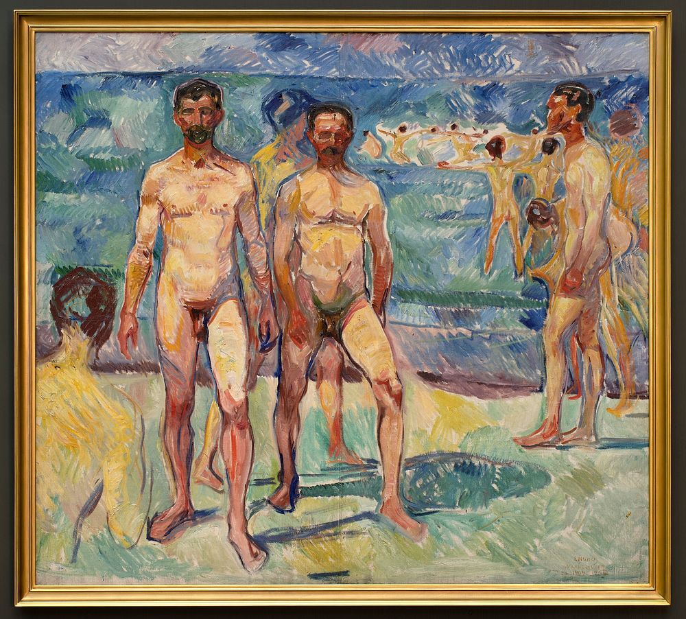 Bathing men ; middle age, 1907 - 1908, by Edvard Munch