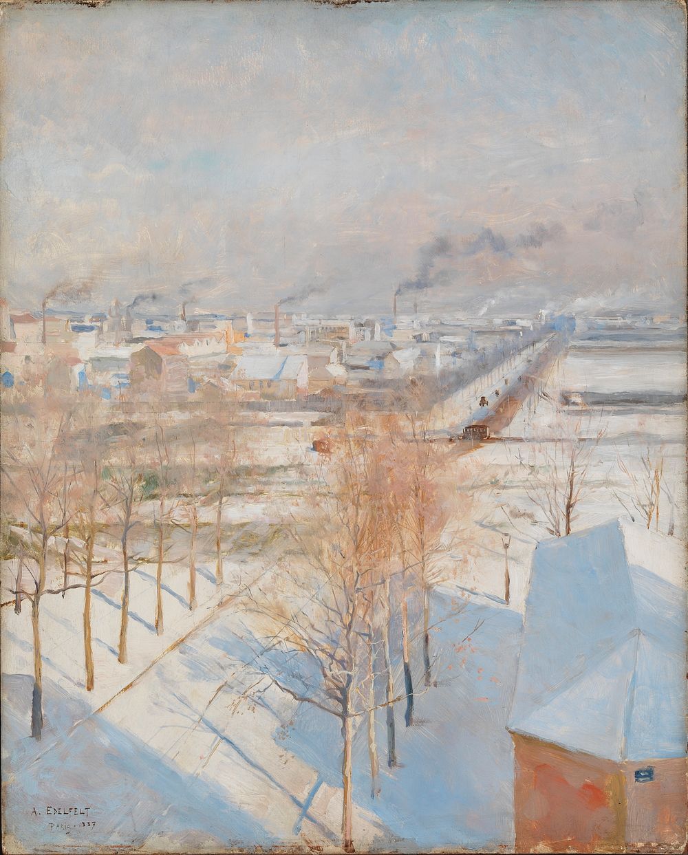 Paris in snow, 1887, by Albert Edelfelt