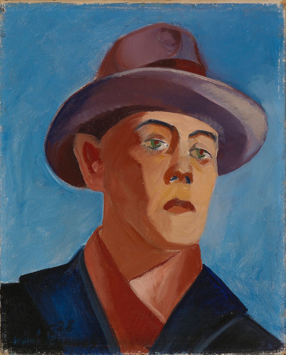 Self-portrait with a hat, 1928, Väinö Kunnas
