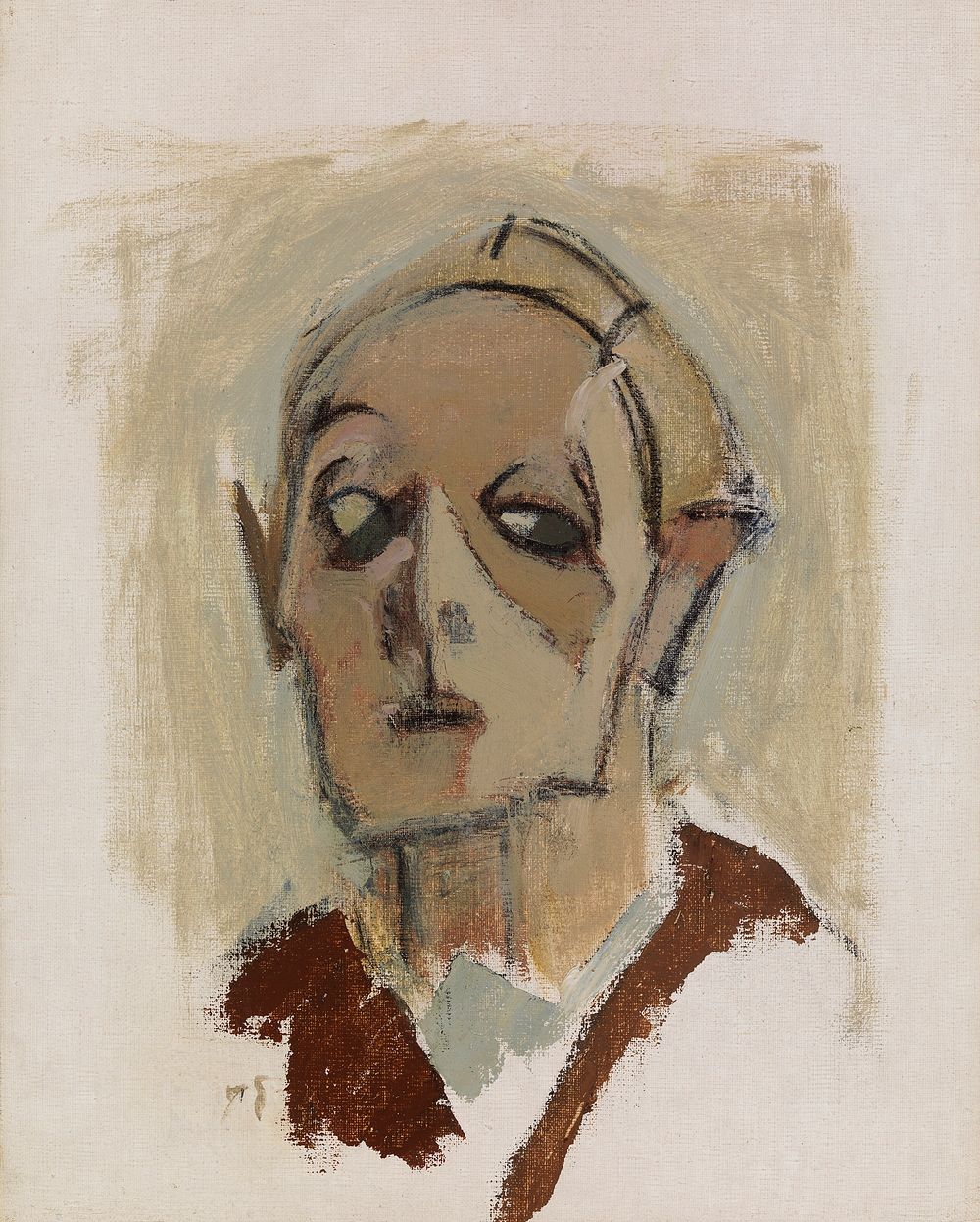 Self-portrait, en face i, 1945, Helene Schjerfbeck