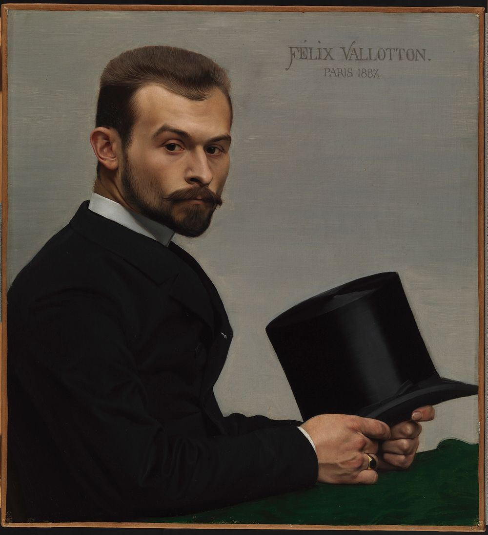 Portrait of f&eacute;lix jasinski holding his hat, 1887, F&eacute;lix Edouard Vallotton