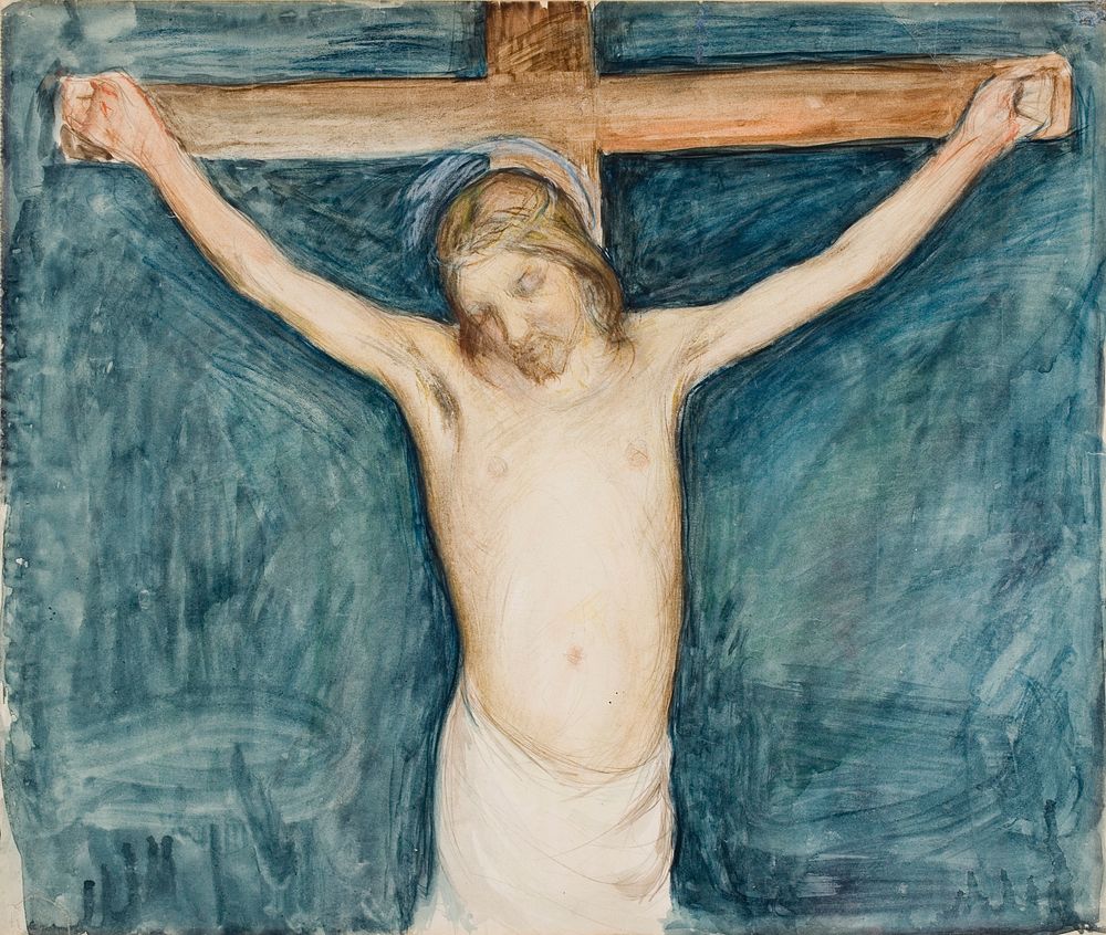 Crucifixion, sketch for thr altarpiece in the mikkeli church, 1896 - 1897, by Pekka Halonen