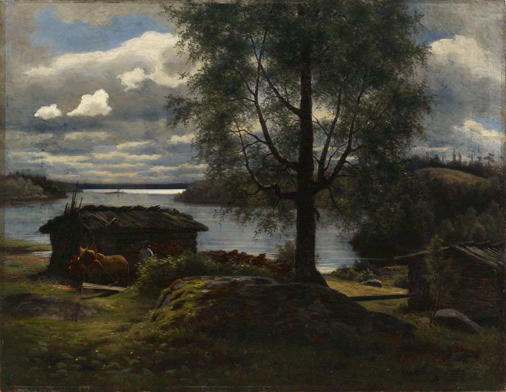 View from aurejärvi lake in the parish of kuru, 1872, Fredrik Ahlstedt