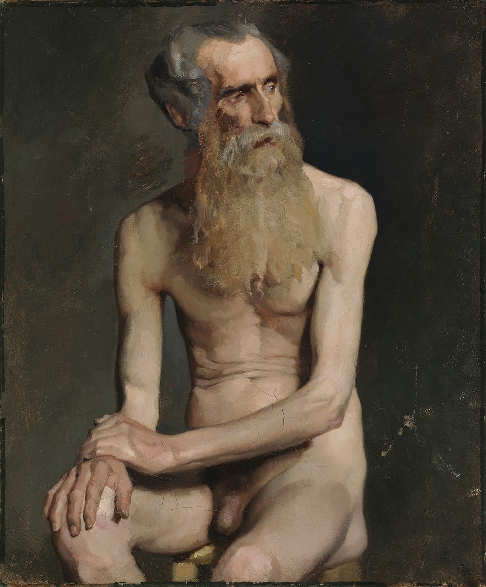 Old man seated, academy study, 1874 - 1875, by Albert Edelfelt