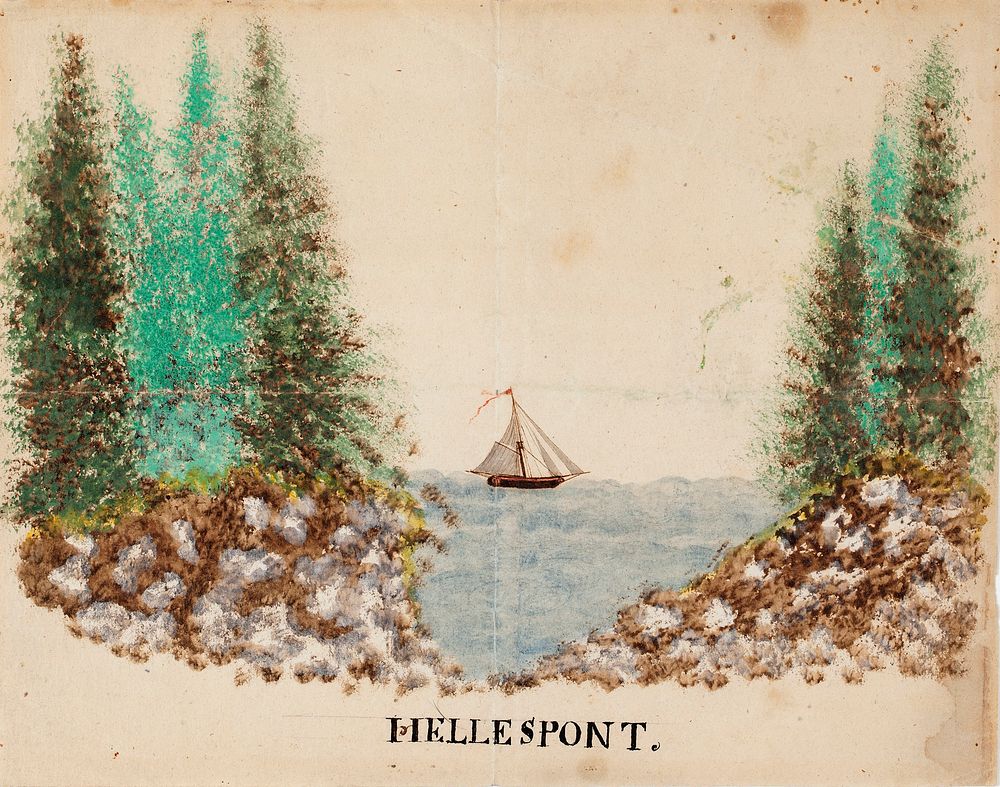 Purjevene merellä. "hellespont", 1830, by Ferdinand von Wright