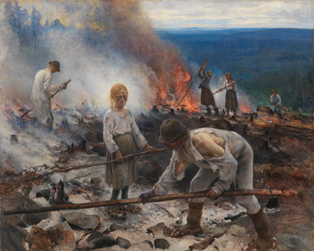 Under the yoke (burning the brushwood) ; wage slaves / burn-beating, 1893, Eero Järnefelt