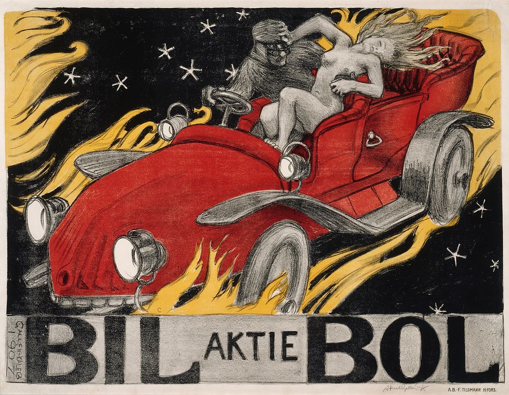 Bil-bol, poster for an automobile retailer (1907) by Akseli Gallen-Kallela