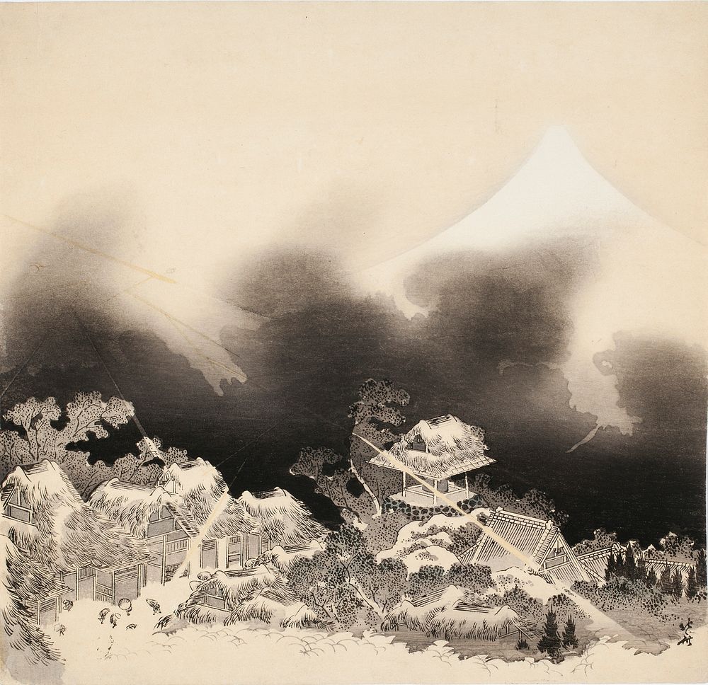 Storm in the mountains, by Katsushika Hokusai