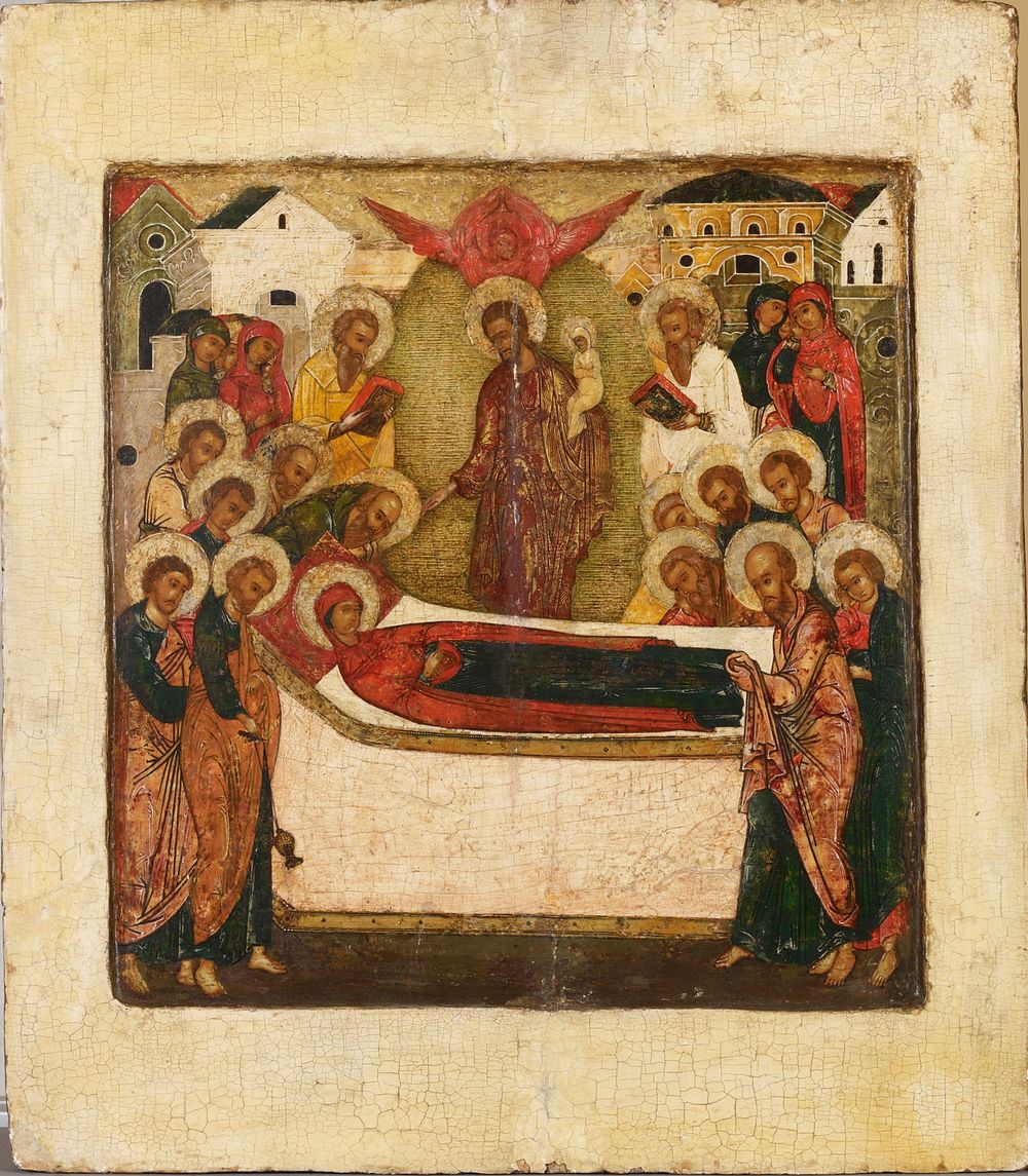 Jumalanäidin kuolonuneen nukkuminen, venäläinen ikoni, 1600 - 1650, Tekijä Ei Tiedossa