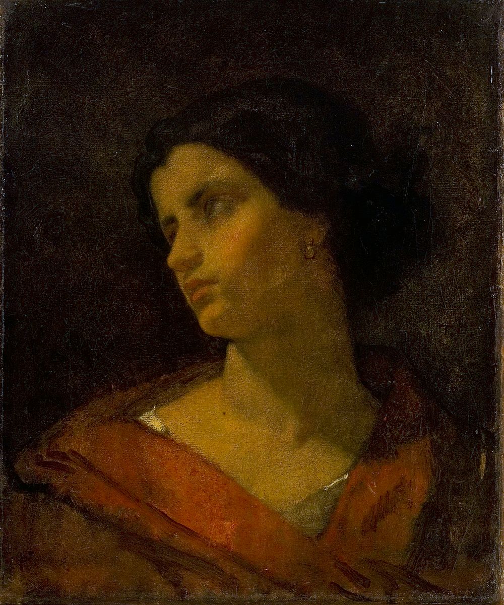 Head of a woman, study, 1835 - 1861, Thomas Couture