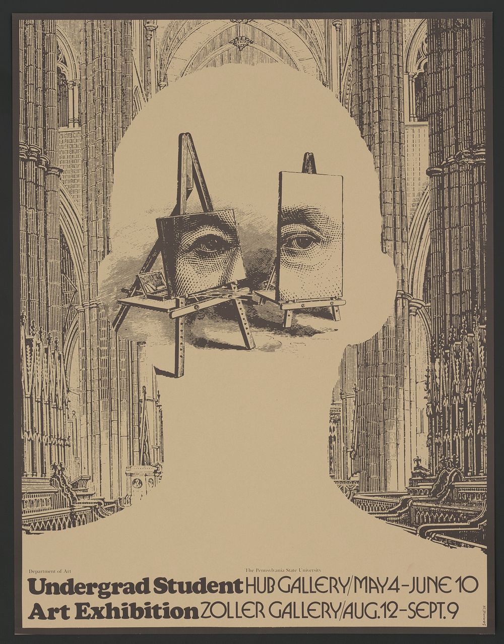 Undergrad student art exhibition (1979) poster by Lanny Sommese. Original public domain image from the Library of Congress.