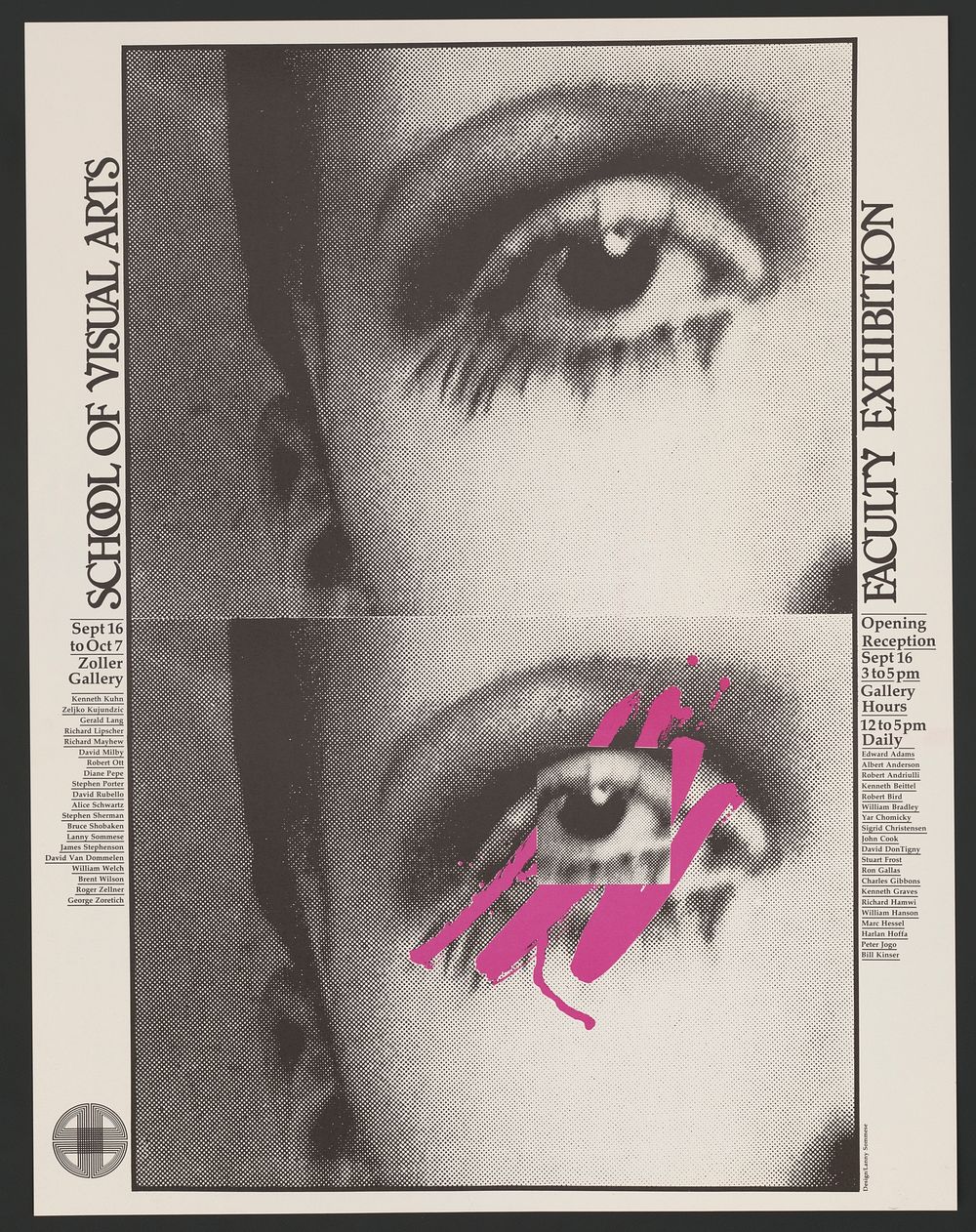 School of Visual Arts faculty exhibition (1979) poster by Lanny Sommese. Original public domain image from the Library of…