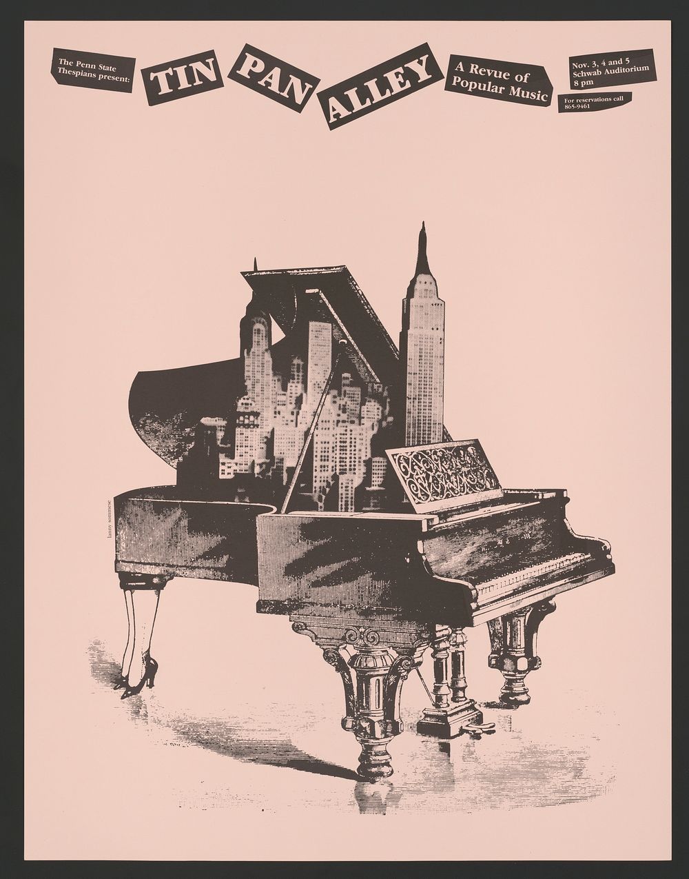 Tin pan alley - a revue of popular music (1980) poster by Lanny Sommese.  Original public domain image from Library of…