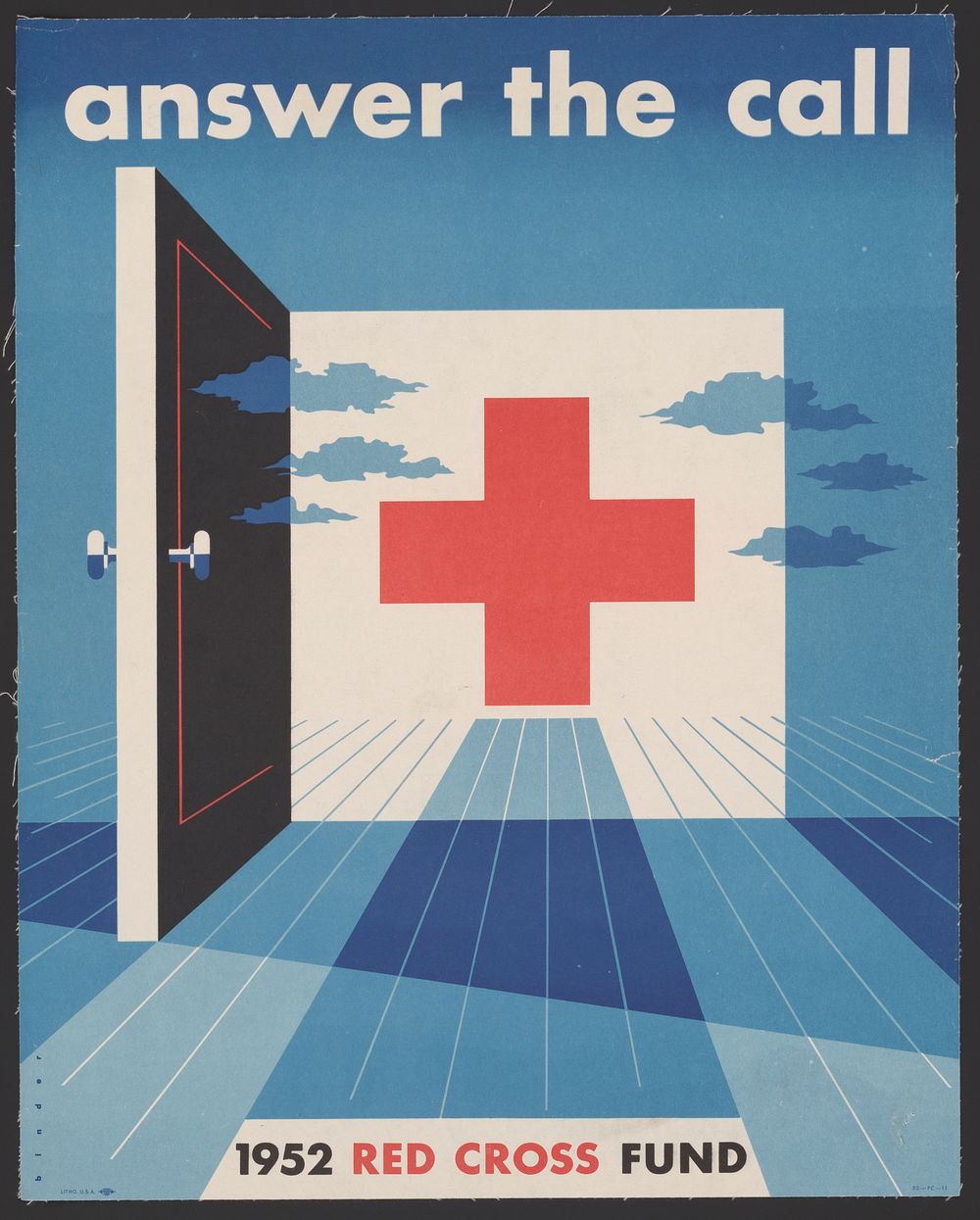 Answer the call: Red Cross Fund (1952) vintage health poster by Joseph Binder. Original public domain image from the Library…