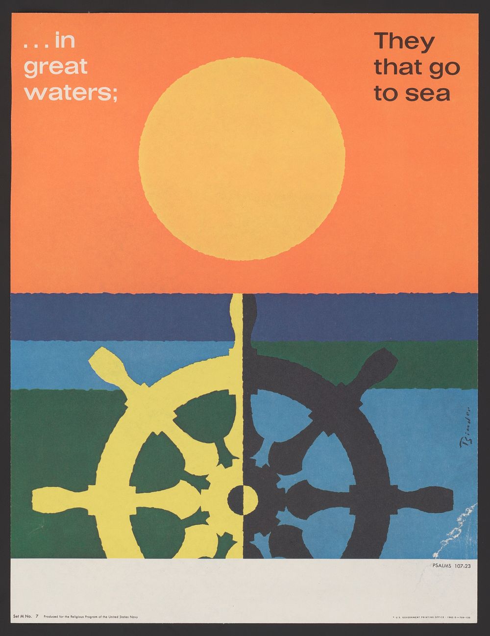 In great water; ... Psalms 107:23. (1963) poster. Original public domain image from Library of Congress. Digitally enhanced…